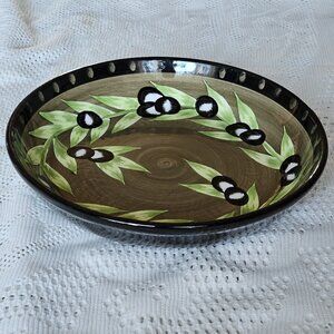 Laurie Gates Olive Pasta Bowl 9.25" dark green brown Gatesware rustic Italy
